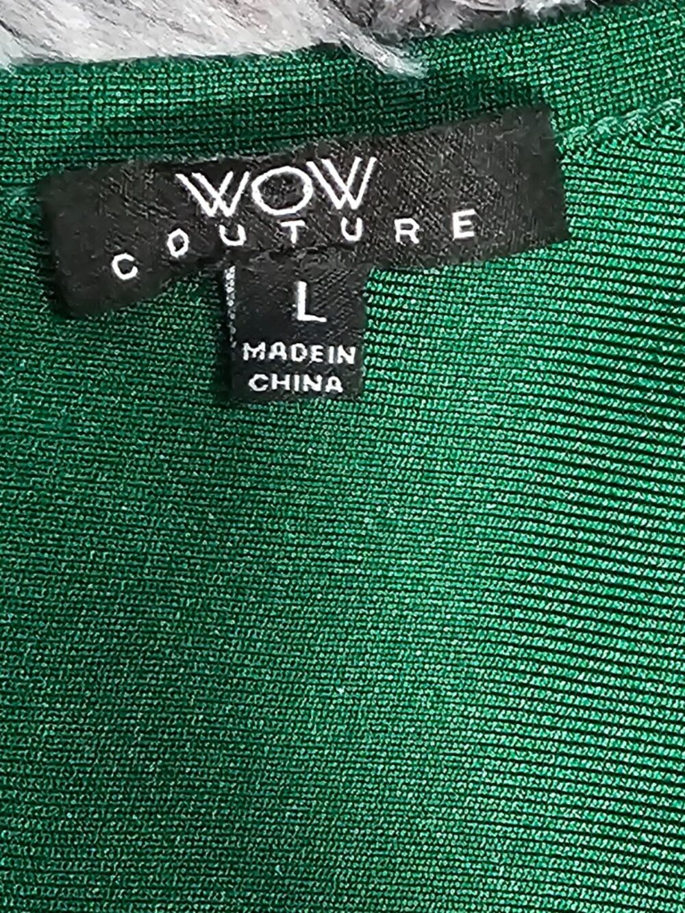 Wow Couture Green Ruffle‑Shoulder Bodycon Dress – Size L - Picture 5 of 7